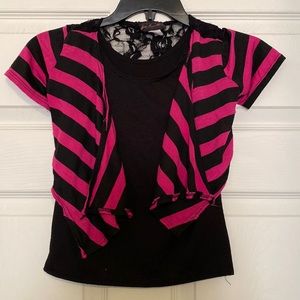 Kids Pink and Black Short Sleeve Shirt